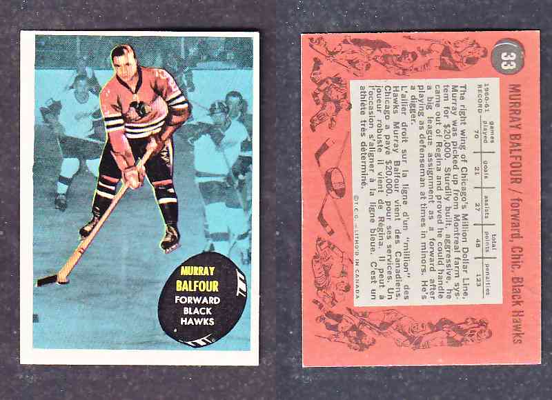 1961-62 TOPPS HOCKEY CARD M. BALFOUR  # 33 photo