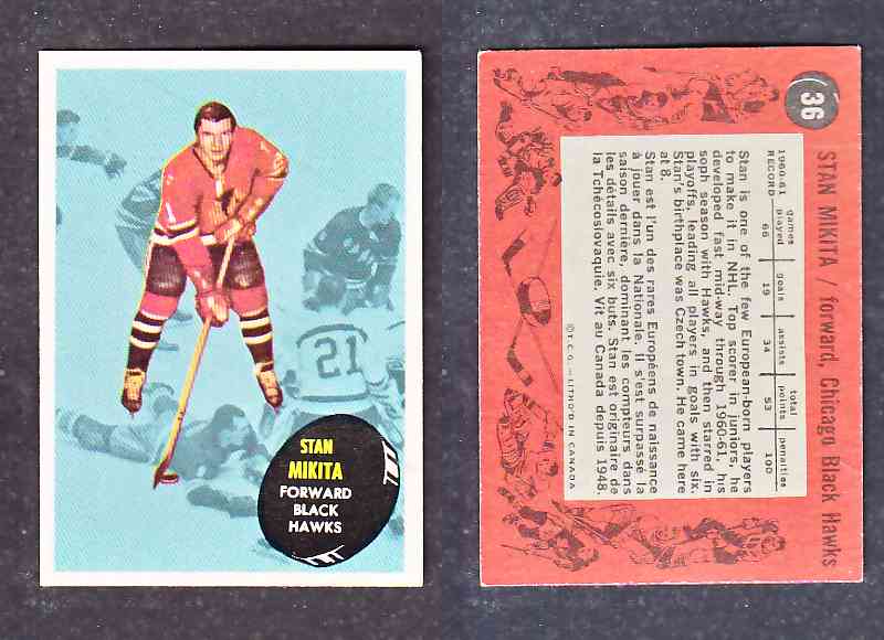 1961-62 TOPPS HOCKEY CARD S. MIKITA  # 36 photo