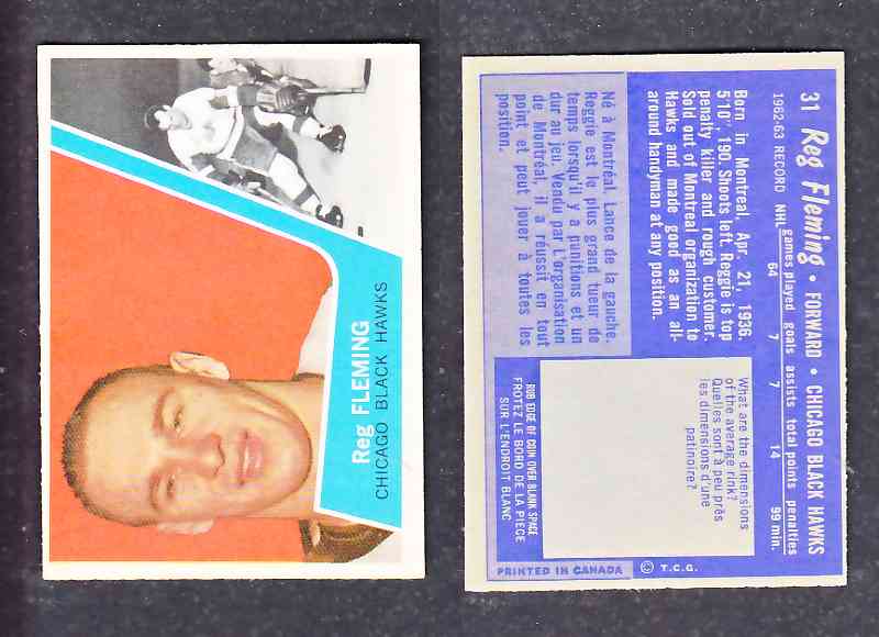 1963-64 TOPPS HOCKEY CARD R. FLEMING   # 31 photo