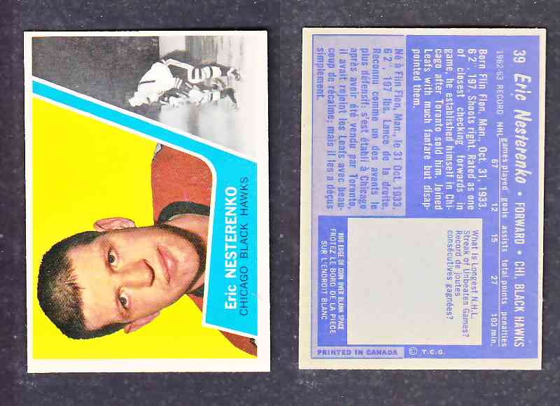 1963-64 TOPPS HOCKEY CARD E. NESTERENKO  # 39 photo