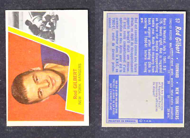 1963-64 TOPPS HOCKEY CARD R. GILBERT  # 57 photo