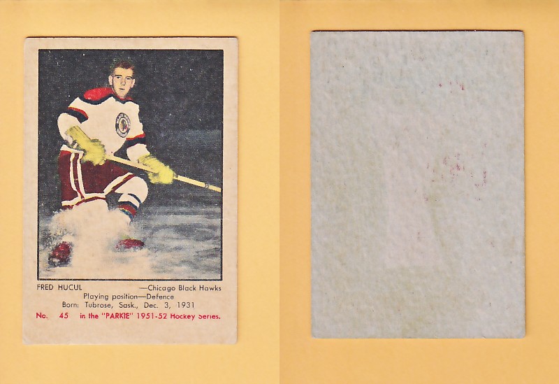 1951-52 PARKHURST HOCKEY CARD # 45 FRED HUCUL photo