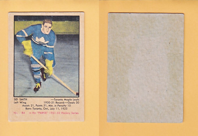 1951-52 PARKHURST HOCKEY CARD #84 SID SMITH photo