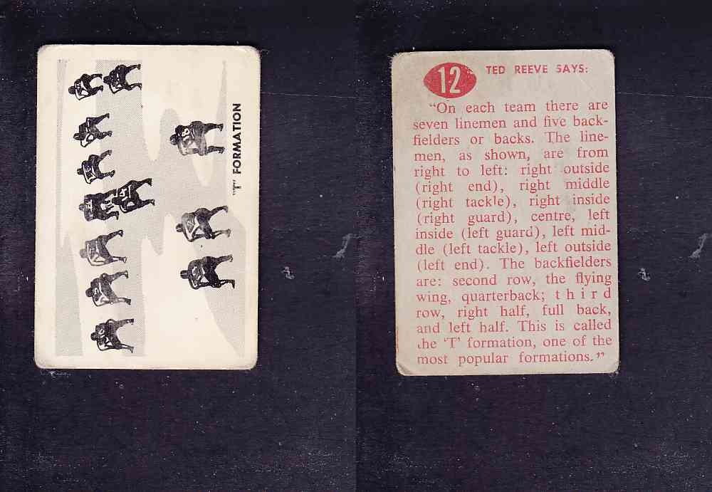 1952 CFL PARKHURST FOOTBALL CARD ``T`` FORMATION #12 photo
