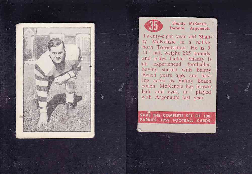1952 CFL PARKHURST FOOTBALL CARD #35 S. MCKENZIE photo