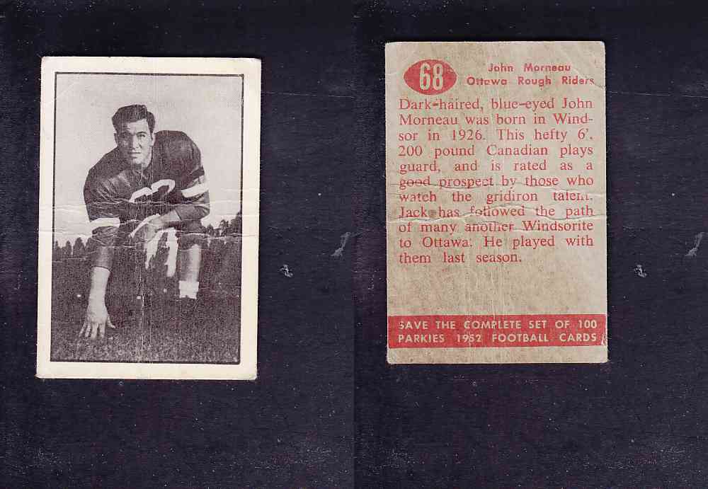 1952 CFL PARKHURST FOOTBALL CARD #68 J. MORNEAU photo