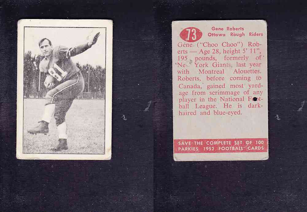 1952 CFL PARKHURST FOOTBALL CARD #73 G. ROBERTS photo