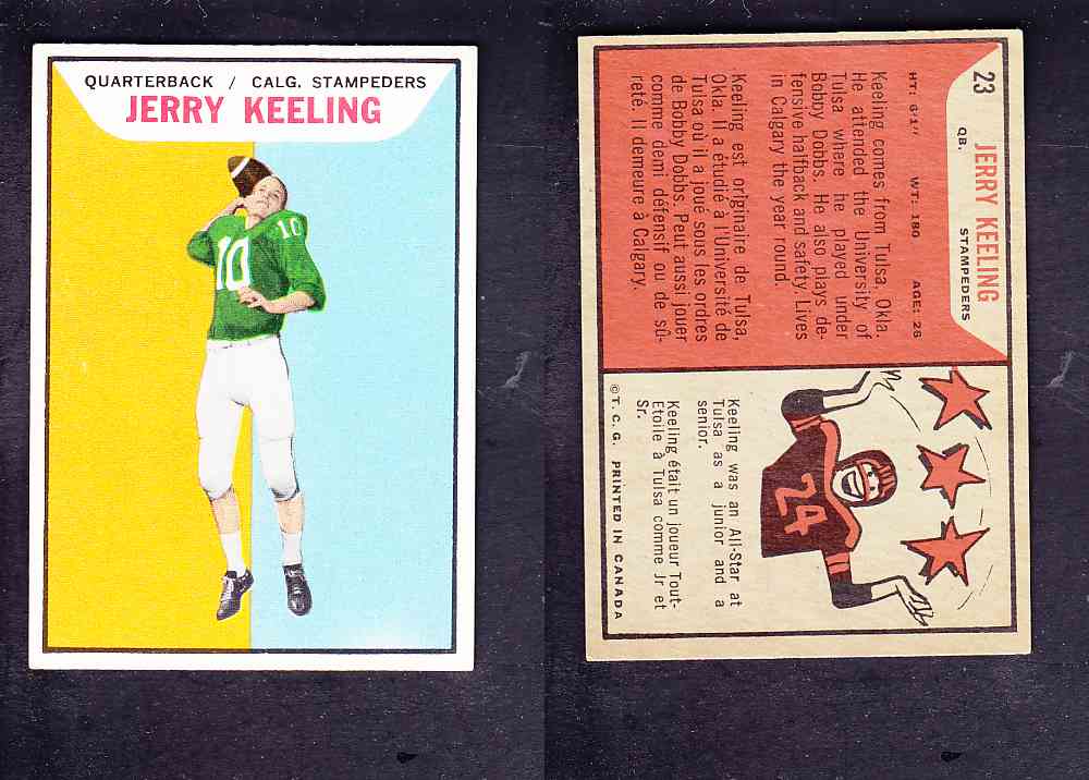 1965 CFL TOPPS FOOTBALL CARD #23 J. KEELING photo