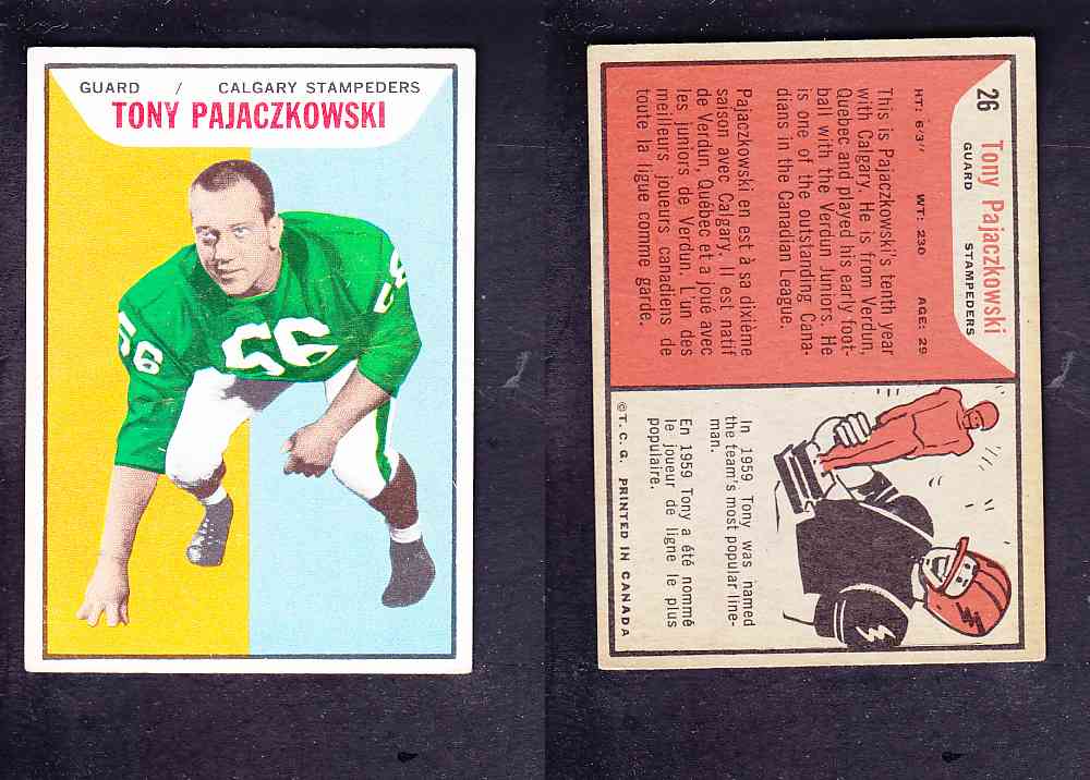 1965 CFL TOPPS FOOTBALL CARD #26 T. PAJACZKOWSKI photo