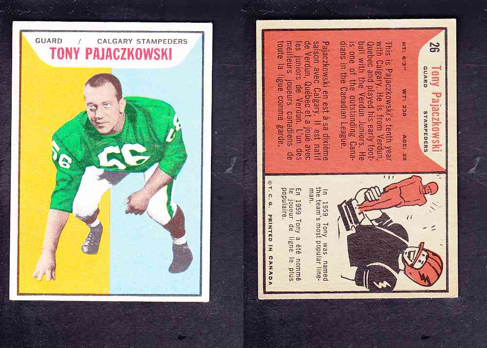 1965 CFL TOPPS FOOTBALL CARD #26 T. PAJACZKOWSKI photo