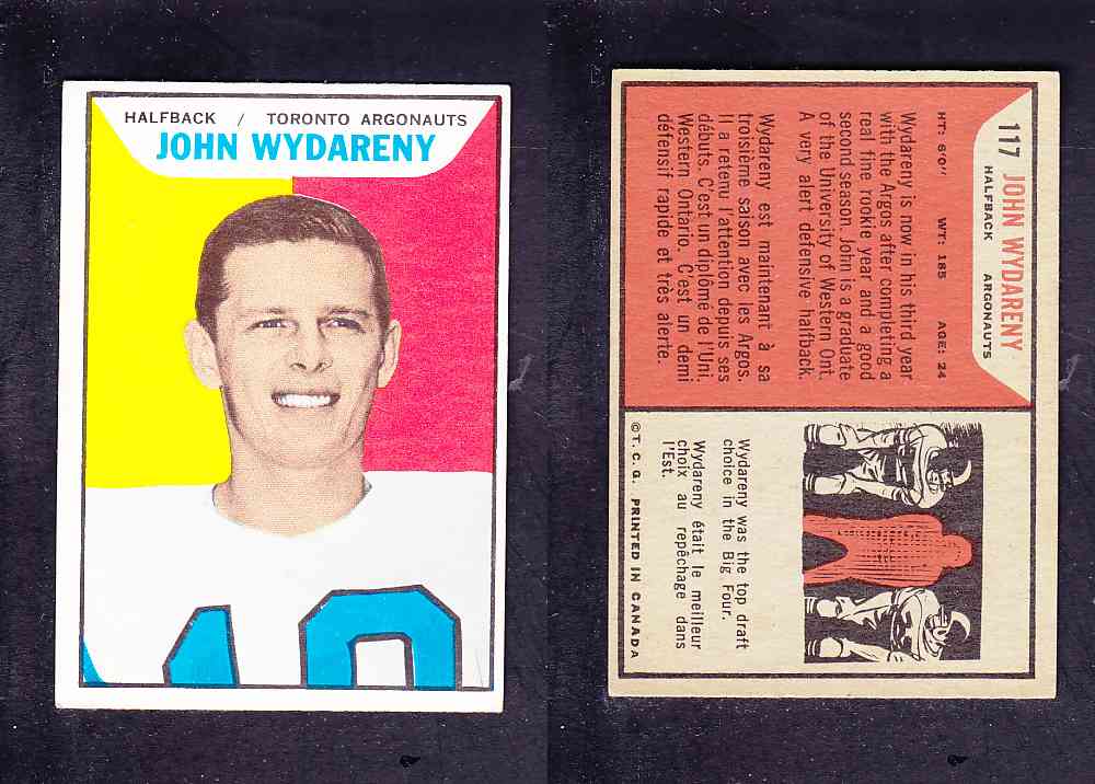 1965 CFL TOPPS FOOTBALL CARD #117 J. WYDARENY photo