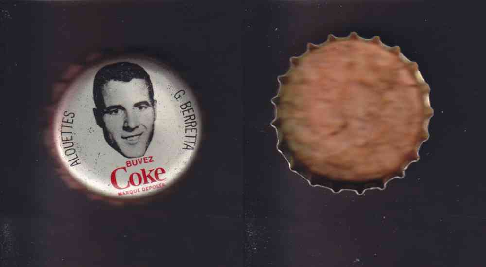 1965 CFL COCA COLA FOOTBALL CAP G. BERRETTA photo