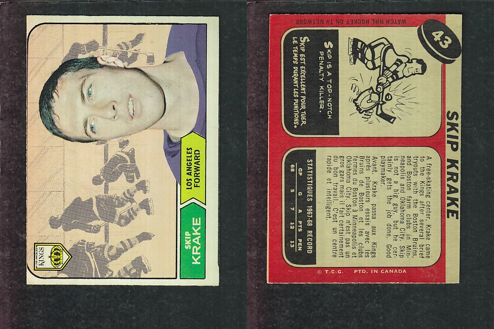 1968-69 O-PEE-CHEE HOCKEY CARD #43 S. KRAKE photo