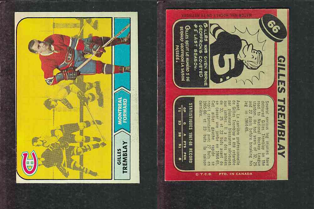 1968-69 O-PEE-CHEE HOCKEY CARD #66 G. TREMBLAY photo