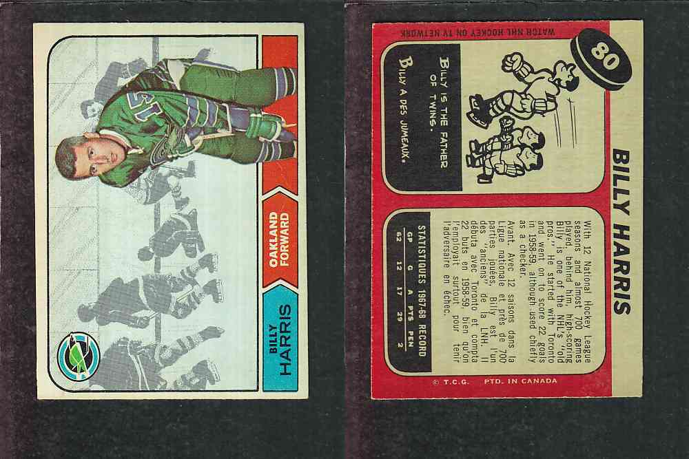 1968-69 O-PEE-CHEE HOCKEY CARD #80 B. HARRIS photo