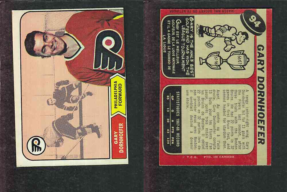 1968-69 O-PEE-CHEE HOCKEY CARD #94 G. DORNHOEFER photo