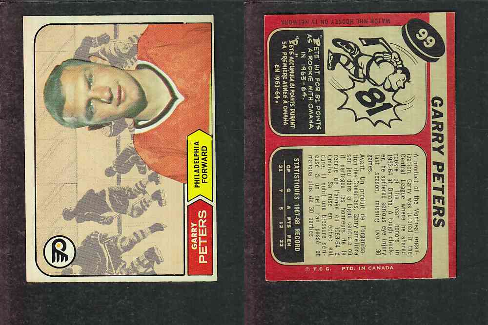 1968-69 O-PEE-CHEE HOCKEY CARD #99 G. PETERS photo