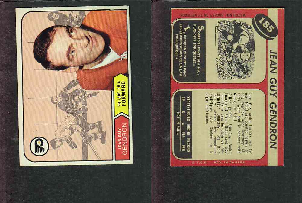 1968-69 O-PEE-CHEE HOCKEY CARD #185 J. GENDRON photo