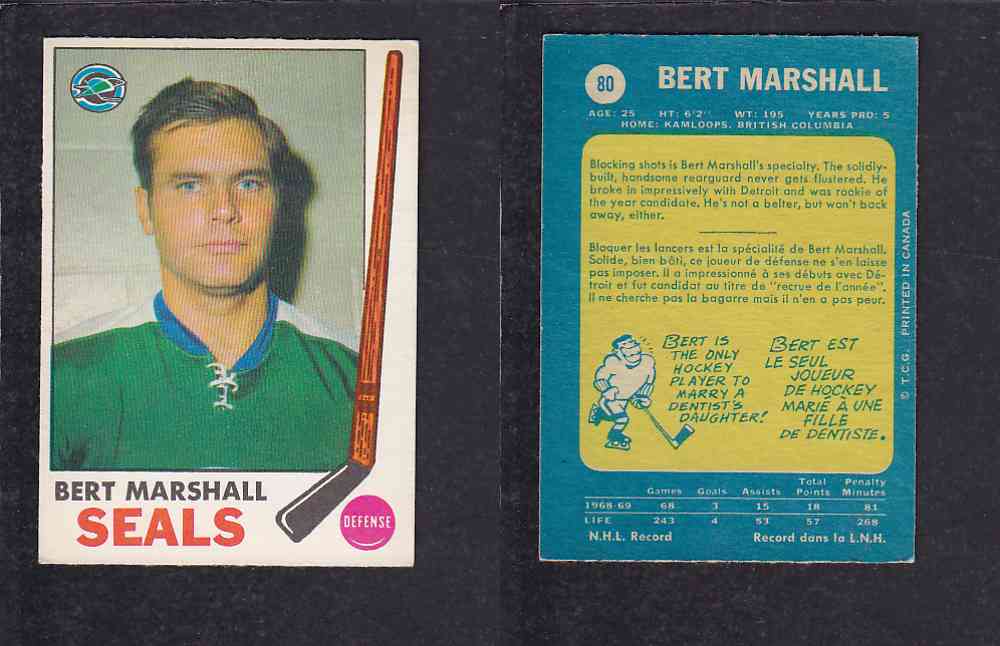 1969-70 O-PEE-CHEE HOCKEY CARD #80 B. MARSHALL photo