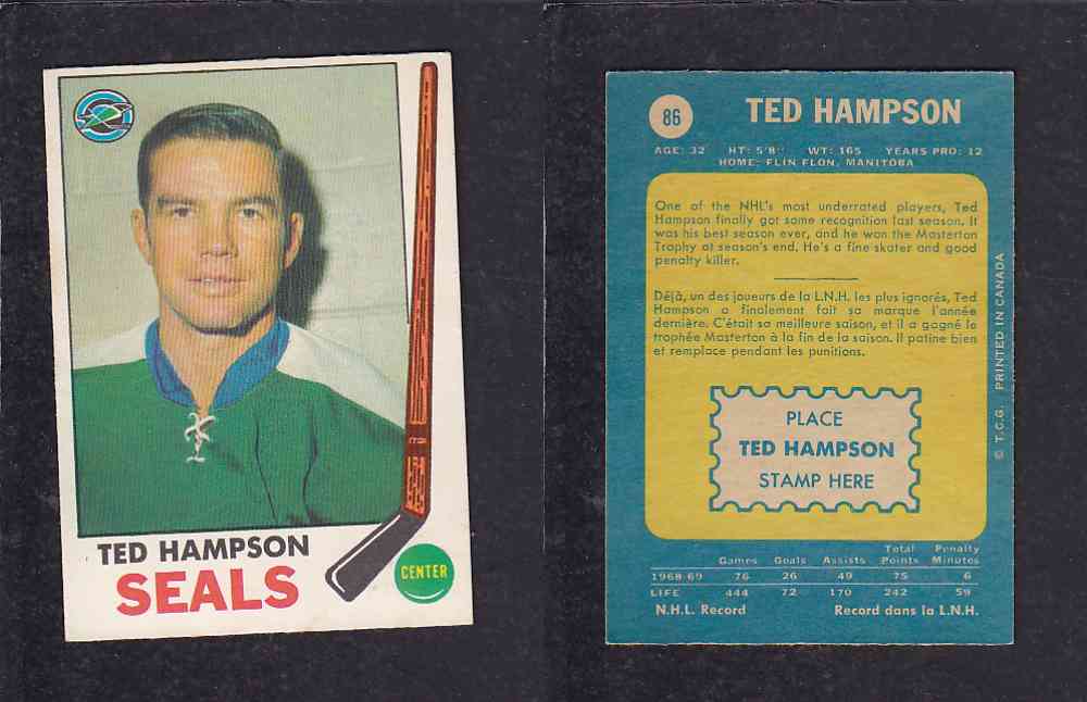 1969-70 O-PEE-CHEE HOCKEY CARD #86 T. HAMPSON photo