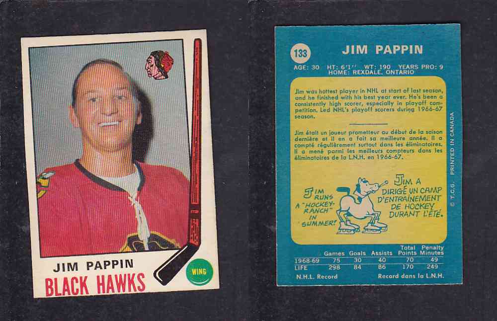 1969-70 O-PEE-CHEE HOCKEY CARD #133 J. PAPPIN photo