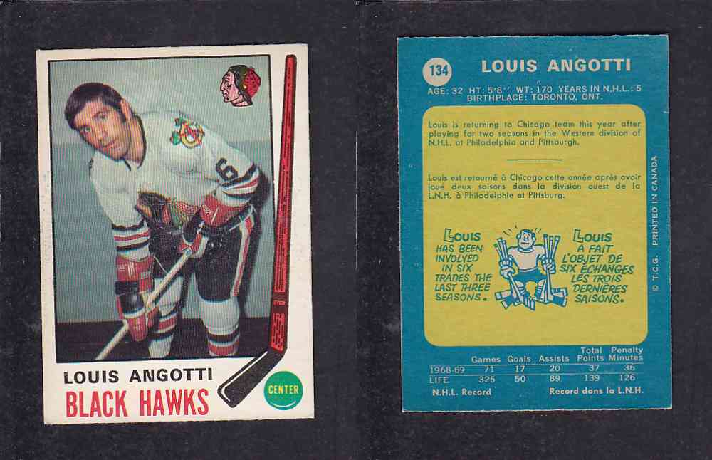 1969-70 O-PEE-CHEE HOCKEY CARD #134 L. ANGOTTI photo