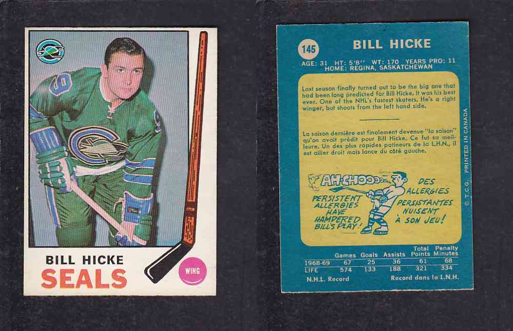 1969-70 O-PEE-CHEE HOCKEY CARD #145 B. HICKE photo