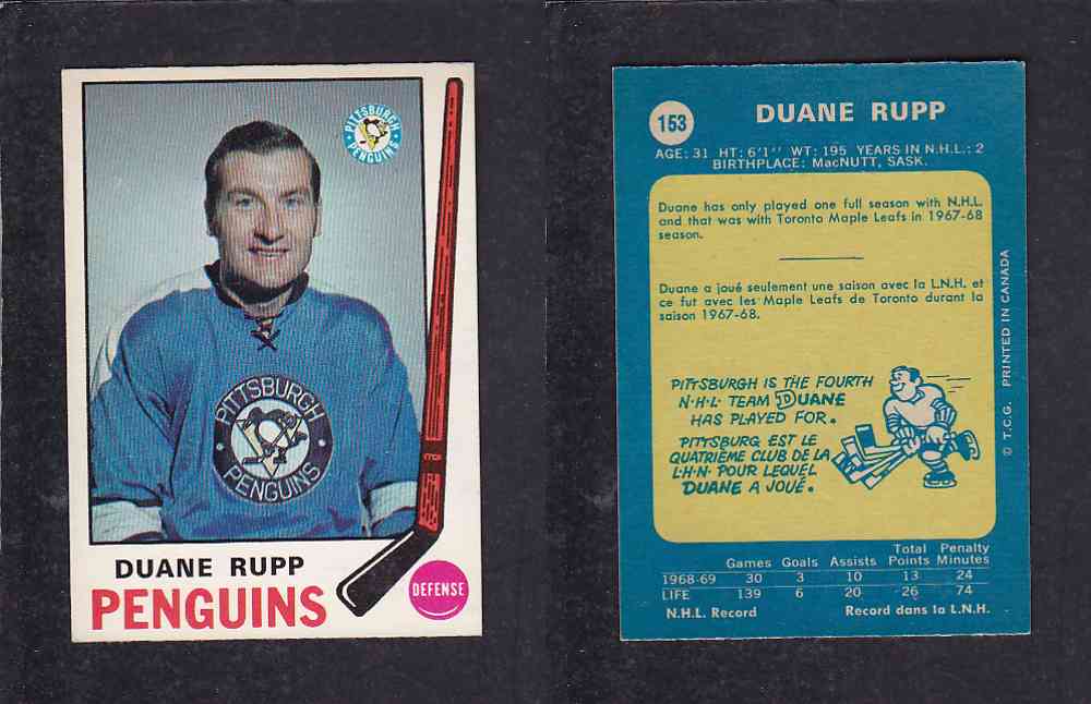 1969-70 O-PEE-CHEE HOCKEY CARD #153 D. RUPP photo