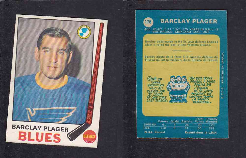 1969-70 O-PEE-CHEE HOCKEY CARD #176 B. PLAGER photo