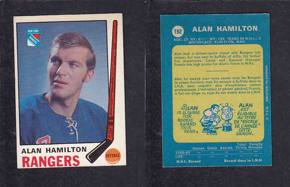 1969-70 O-PEE-CHEE HOCKEY CARD #192 A. HAMILTON photo