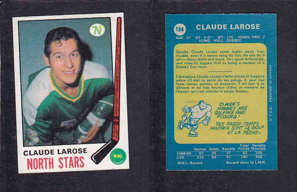 1969-70 O-PEE-CHEE HOCKEY CARD #194 C. LAROSE photo