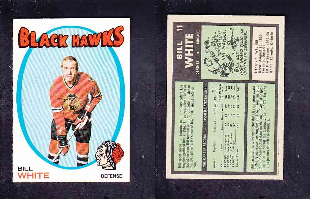 1971-72 O-PEE-CHEE HOCKEY CARD #11 B. WHITE photo