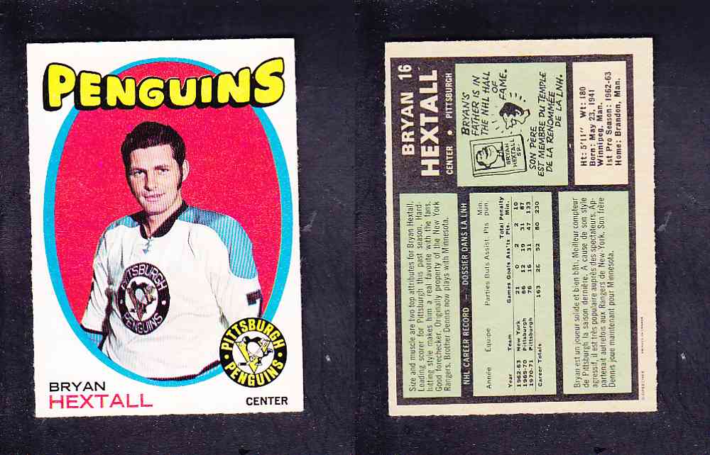 1971-72 O-PEE-CHEE HOCKEY CARD #16 B. HEXTALL photo