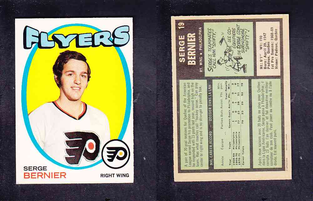 1971-72 O-PEE-CHEE HOCKEY CARD #19 S. BERNIER photo