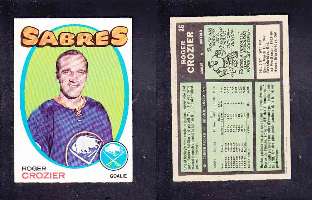 1971-72 O-PEE-CHEE HOCKEY CARD #36 R. CROZIER photo