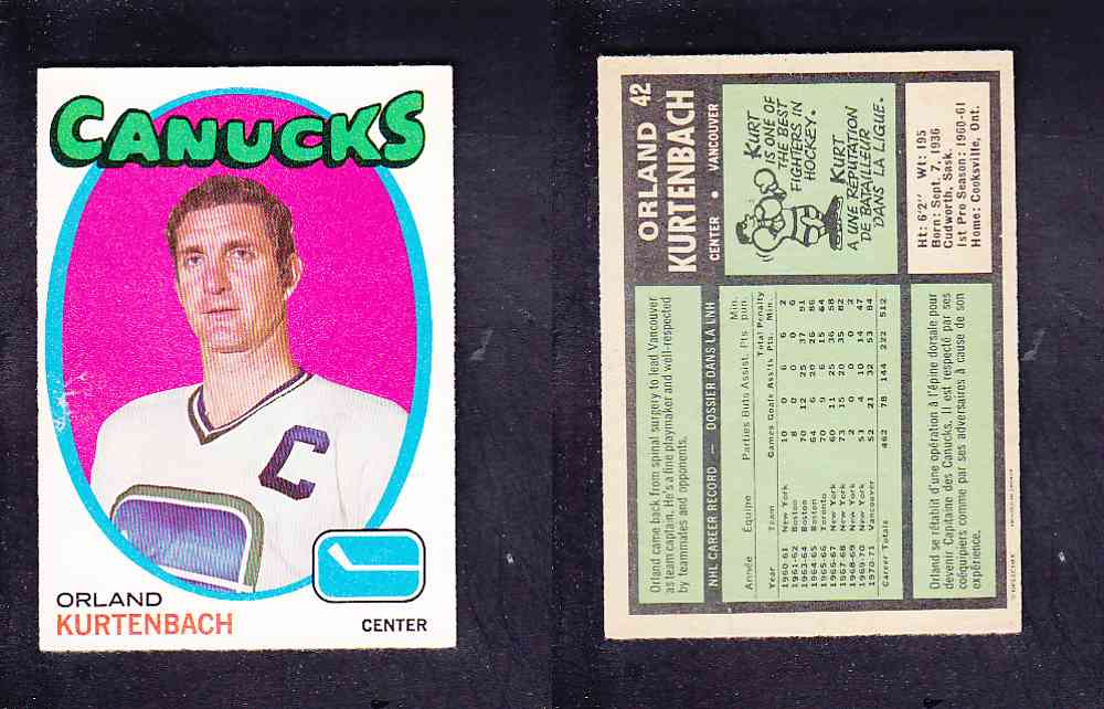 1971-72 O-PEE-CHEE HOCKEY CARD #42 O. KURTENBACH photo