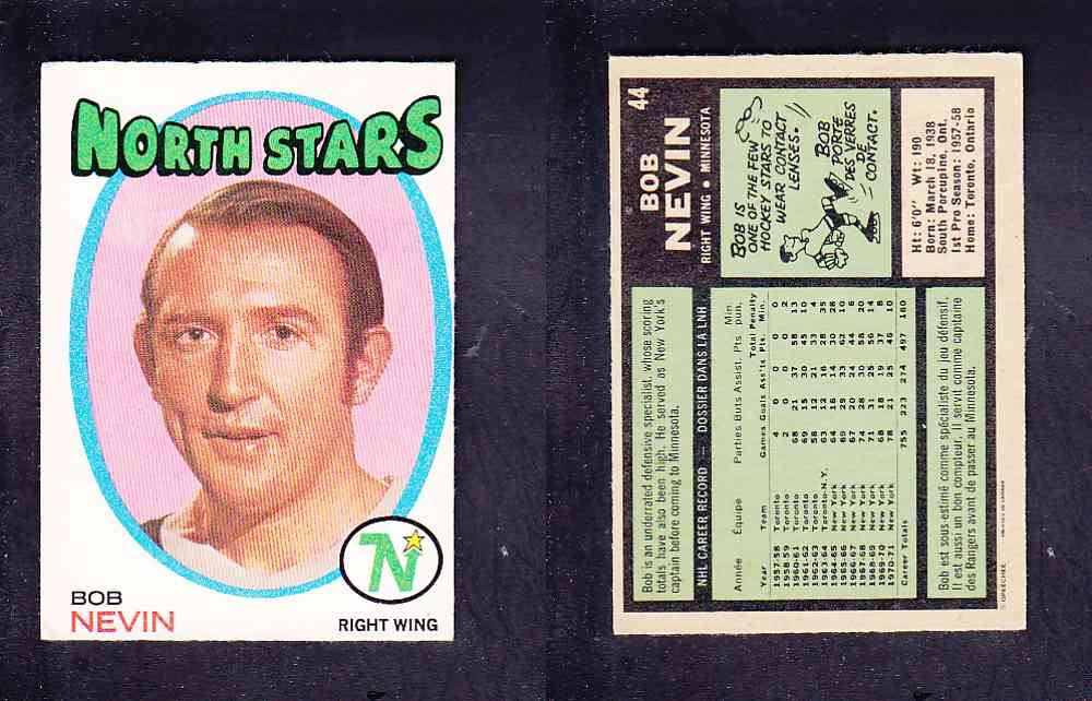 1971-72 O-PEE-CHEE HOCKEY CARD #44 B. NEVIN photo