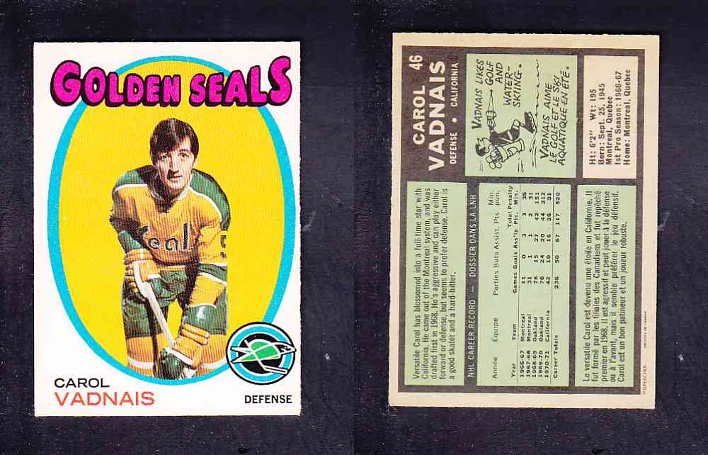 1971-72 O-PEE-CHEE HOCKEY CARD #46 C. VADNAIS photo