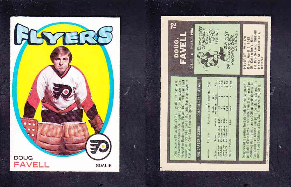 1971-72 O-PEE-CHEE HOCKEY CARD #72 D. FAVELL photo