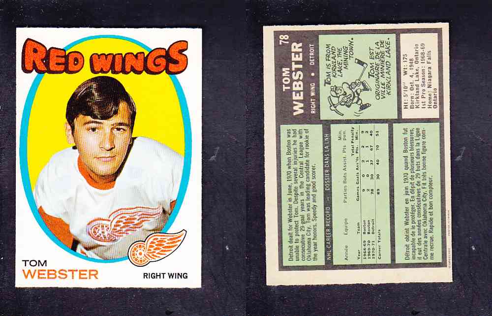 1971-72 O-PEE-CHEE HOCKEY CARD #78 T. WEBSTER photo