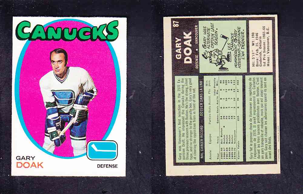 1971-72 O-PEE-CHEE HOCKEY CARD #87 G. DOAK photo