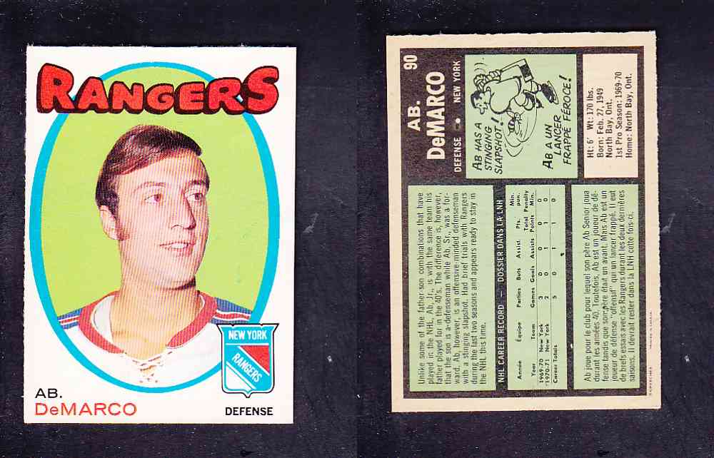 1971-72 O-PEE-CHEE HOCKEY CARD #90 A. DEMARCO photo