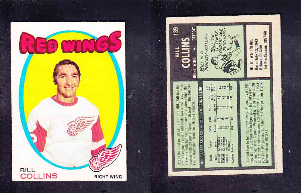 1971-72 O-PEE-CHEE HOCKEY CARD #139 B. COLLINS photo