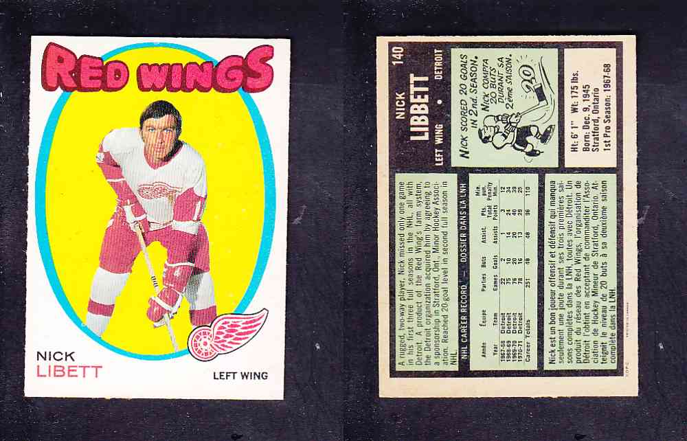 1971-72 O-PEE-CHEE HOCKEY CARD #140 N. LIBETT photo