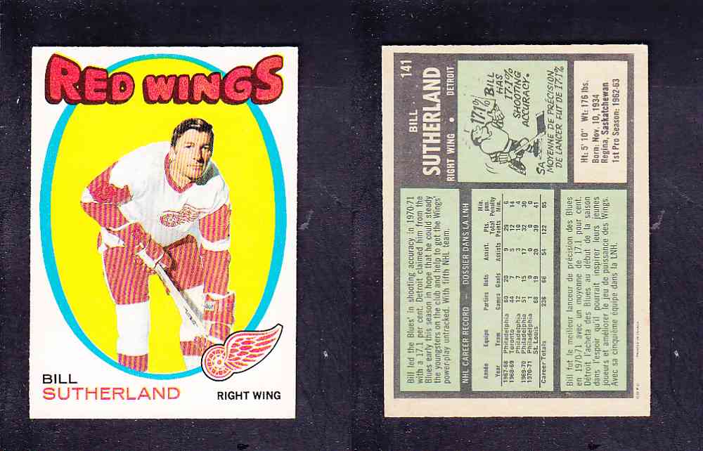 1971-72 O-PEE-CHEE HOCKEY CARD #141 B. SUTHERLAND photo