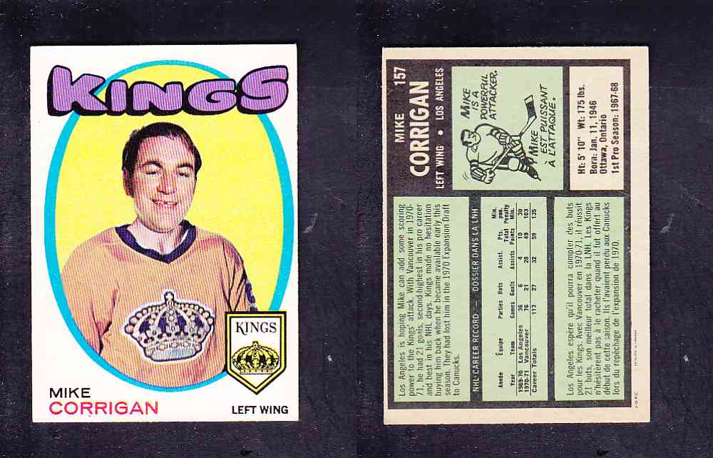 1971-72 O-PEE-CHEE HOCKEY CARD #157 M. CORRIGAN photo