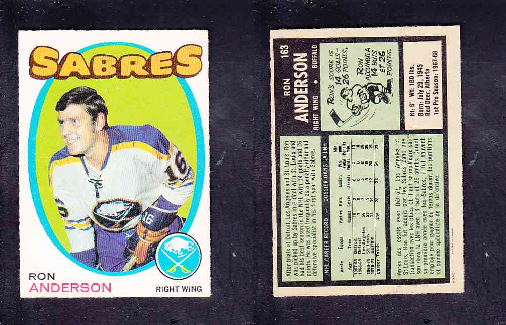 1971-72 O-PEE-CHEE HOCKEY CARD #163 R. ANDERSON photo