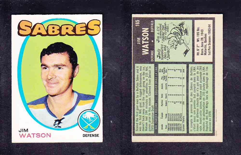 1971-72 O-PEE-CHEE HOCKEY CARD #165 J. WATSON photo