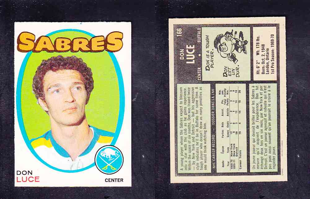 1971-72 O-PEE-CHEE HOCKEY CARD #166 D. LUCE photo