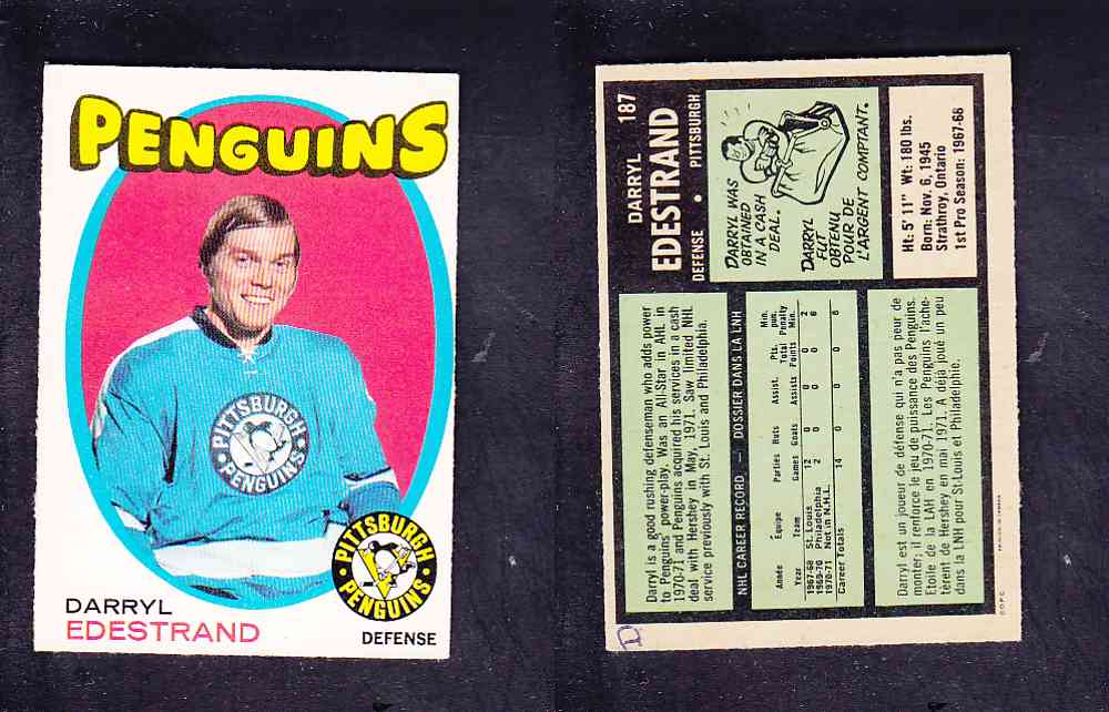 1971-72 O-PEE-CHEE HOCKEY CARD #187 D. EDESTRAND photo